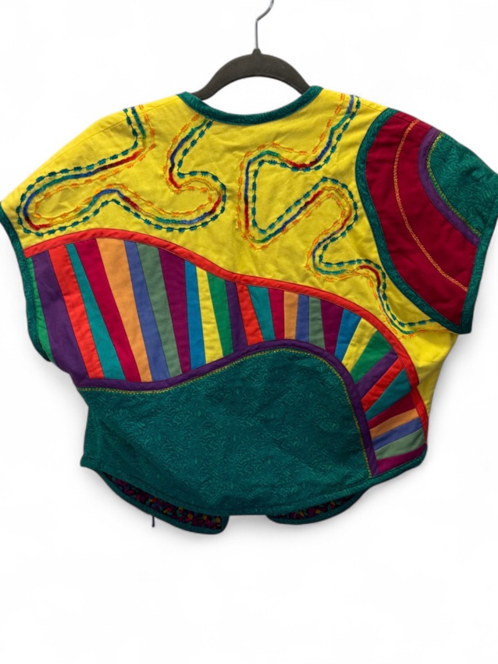 Colorful Patchwork Open-Front Vest — Multicolor - Picture 2 of 7